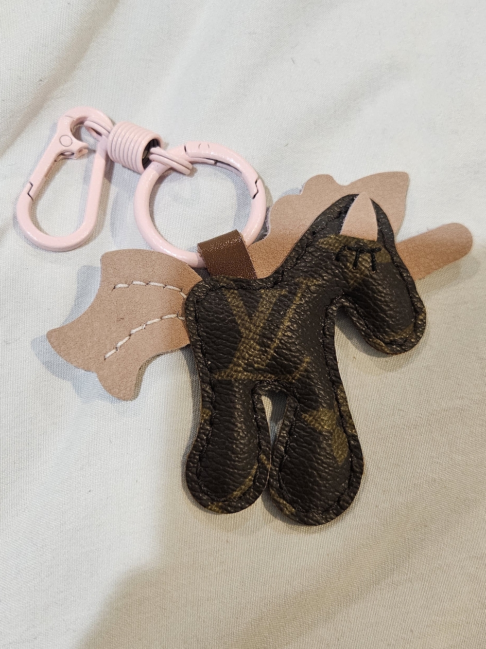 Unicorn - Upcycled With Auththentic LV Material Keychan-bag Charm